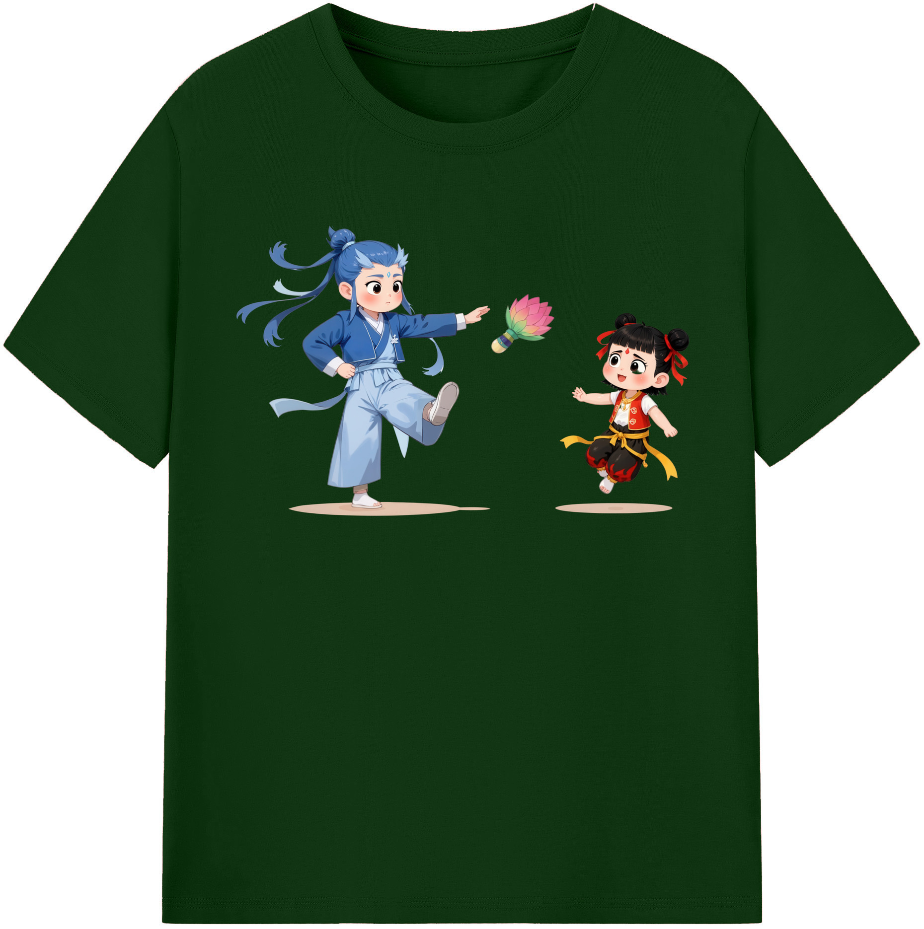 （画像用） Ne Zha 2 ナタ 魔童の大暴れ 綿100％半袖Tシャツ（フロントプリント）